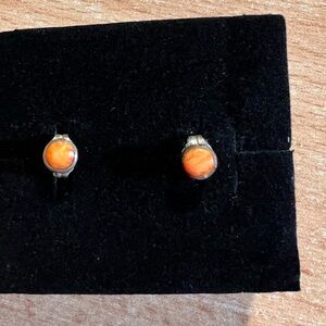 Orange (aventurine) silver Stud Earrings